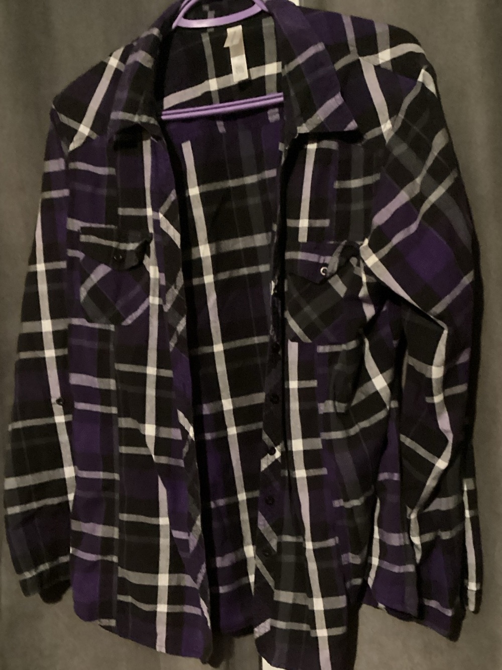 Women’s Purple Plaid Button-Up Shirt